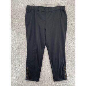 Soft Surroundings Jeans Womens 2X Plus Black Snap Ankles Pull On Tapered Stretch